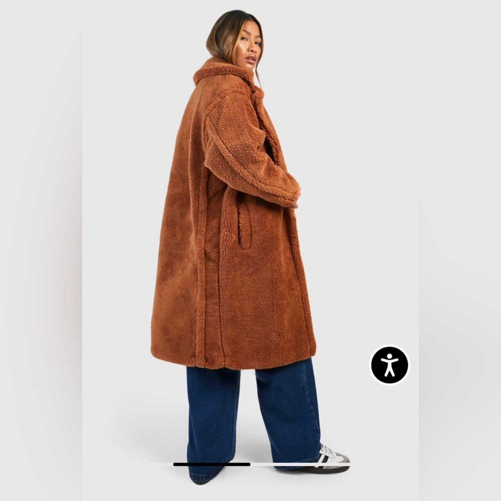 Oversized Teddy Faux Fur Coat brown